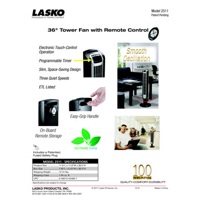 Lasko Lasko Ceramic Tower Heater with Electronic Control