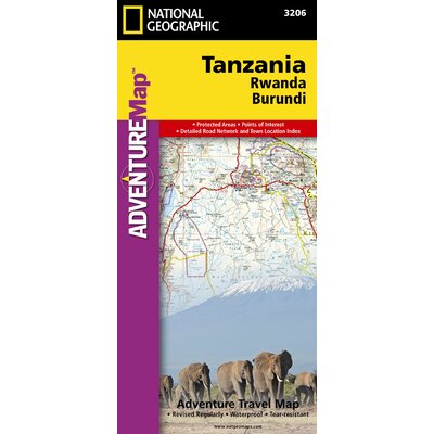 Tanzania, Rwanda, Burundi AdventureMap National Geographic Maps