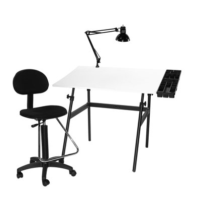 Martin Universal Design Berkeley 4 Piece Melamine Drafting Table Set with Chair