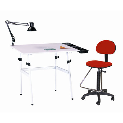 Martin Universal Design Berkeley 4 Piece Melamine Drafting Table Set with Chair