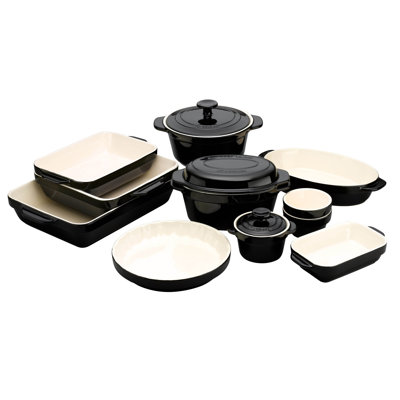 Raymond Blanc by Anolon Black and Cream Stoneware 25cm Square Dish Try Me