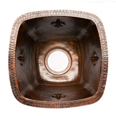 Premier Copper Products 15" Square Fleur De Lis Copper Bar Sink in Oil Rubbed Bronze