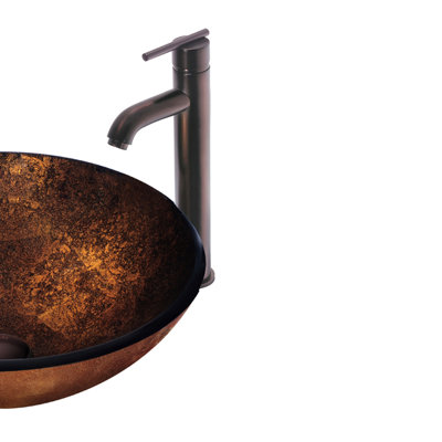 Vigo Russet Glass Vessel Sink with Faucet in Oil Rubbed Bronze