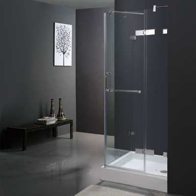 Vigo Pivot Door Frameless Shower Enclosure with Base