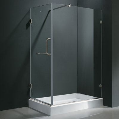 Vigo Frameless Pivot Door Shower Enclosure with Left Drain