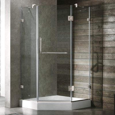 Vigo Neo-Angle Door Frameless Shower Enclosure with Base