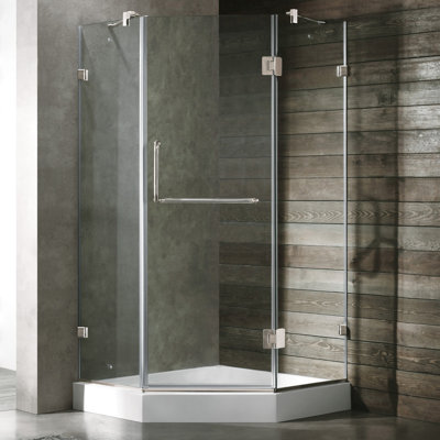 Vigo Neo-Angle Door Frameless Shower Enclosure with Base