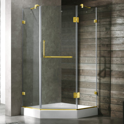 Vigo Neo-Angle Door Frameless Shower Enclosure with Base