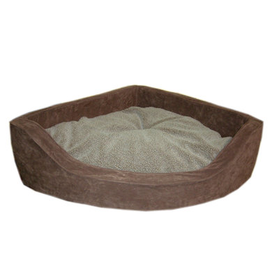 Microfiber Corner Pet Bed in Chocolate