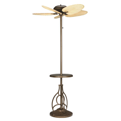 Torrento Floor Fan in Aged Bronze with Bamboo Blades in Antique