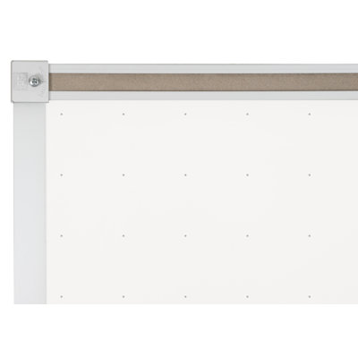 CommClad 48" x 48" Thermal-Fused Melamine Dot Grid Whiteboard with Aluminum Trim and Map Rail