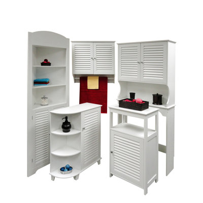 RiverRidge Home Products Ellsworth Tall Corner Etagere with Three Open Shelves On Top