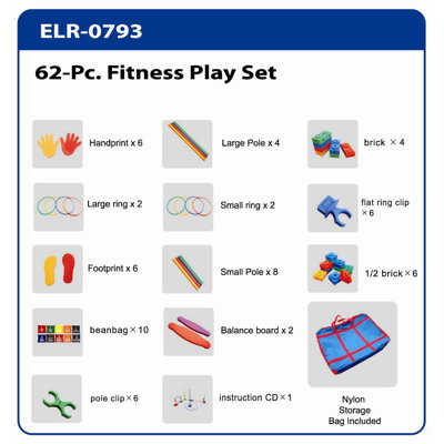 ECR4kids 62 Pieces Agility Play Set