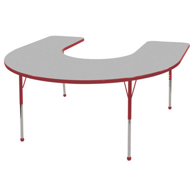 ECR4kids 60" x 66" Horseshoe Shaped Adjustable Activity Table in Gray