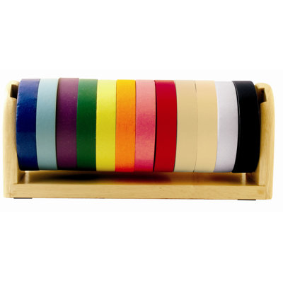 ECR4kids Hardwood Kraft Tape Dispenser With 10 Assorted Rolls