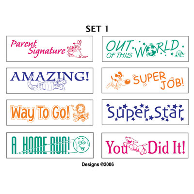 ECR4kids 8 Piece Self-Ink Teacher Stamps with Stand\