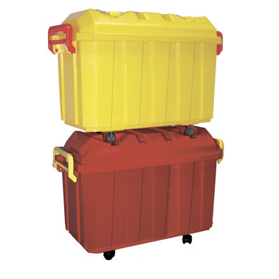 ECR4kids 4 Pack of 18 Gallon Stor-N-Roll Toy Trunks with Casters