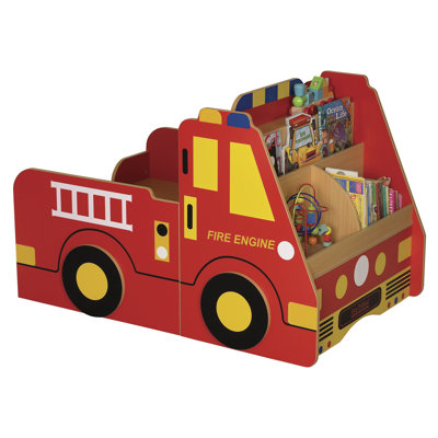 ECR4kids 3-Piece Fire Engine Book Storage Center