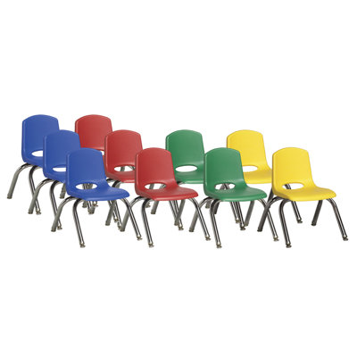 ECR4kids 10" Plastic Stack Chair with Chrome Legs (Set of 10)