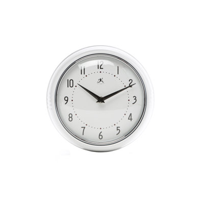 Infinity Instruments Retro Round Metal Wall Clock In White