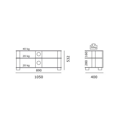 Just-Racks 105cm TV Tisch