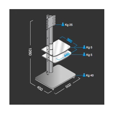 Ciatti Plasma-LCD 81cm Design Stand "Smarty" in Schwarz mit Rollen
