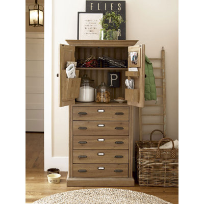 Paula Deen Home Down Home Kitchen Organizer Cabinet in Distressed Oatmeal Finish