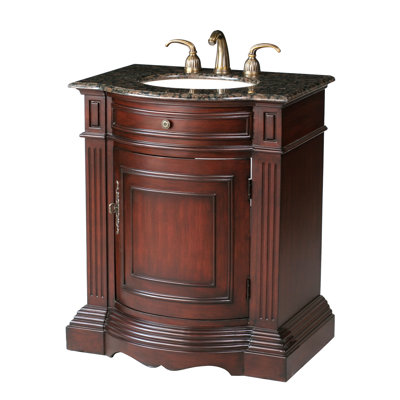 Stufurhome Catherine 30" Single Bathroom Vanity with Baltic Brown Granite Top in Cherry Red