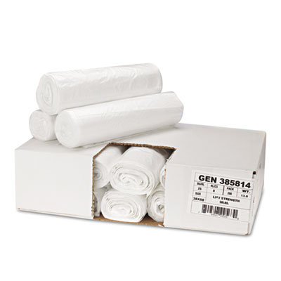 Whitehall Hi-Density Can Liners, 24 x 23, 6 mic, Clear, 20 Rolls of 50 Bags, 1000/Carton