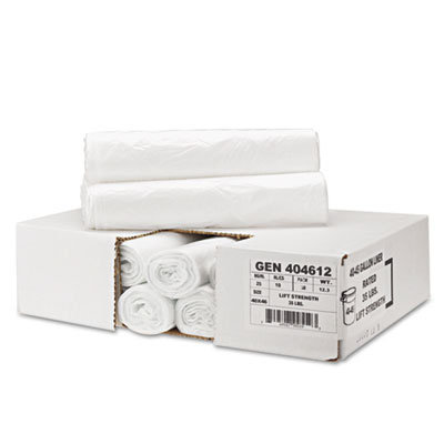 Whitehall Hi-Density Can Liners, 24 x 23, 6 mic, Clear, 20 Rolls of 50 Bags, 1000/Carton