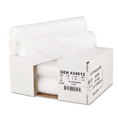 Whitehall Hi-Density Can Liners, 24 x 23, 6 mic, Clear, 20 Rolls of 50 Bags, 1000/Carton