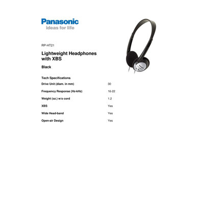 Panasonic&reg; Lightweight Headphones