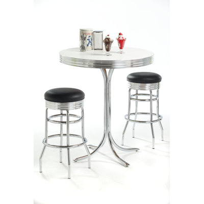 Classic Retro Dinettes Retro 3 Piece Pub Set in Bright Chrome
