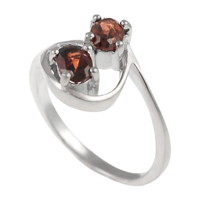 Skyline Silver Sterling Silver Two Stone Oval Garnet Ring