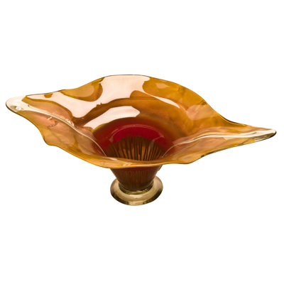 Handmade Oval Bowl in Red and Yellow
