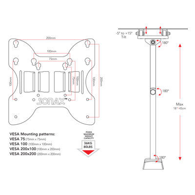 dCOR design Adjustable Wall Mount TV Bracket for 14" - 40" Screens