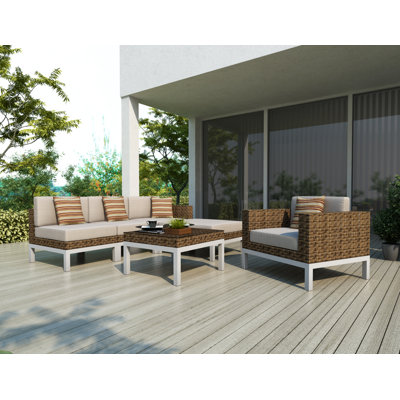 dCOR design Beach Grove Deep Seating ''L'' Chair with Cushions