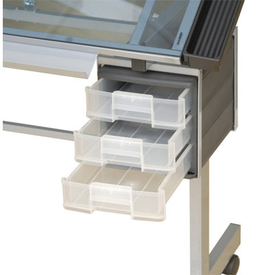 Studio Designs Vision Station Glass Drafting Table with Metal Support Bars