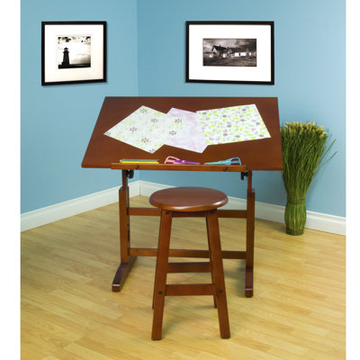 Studio Designs Creative Hardwood Drafting Table and Stool Set