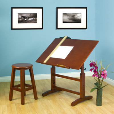 Studio Designs Creative Hardwood Drafting Table and Stool Set
