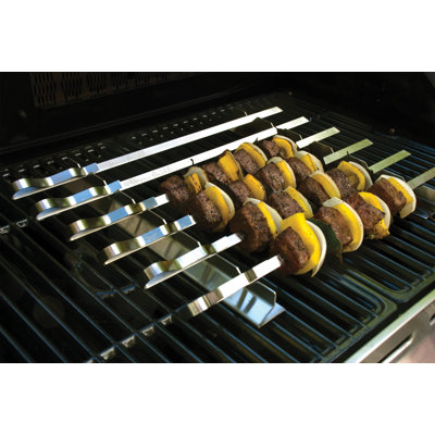 Charcoal Companion Steven Raichlen Stainless Steel Kabob Rack with Six Skewers Set