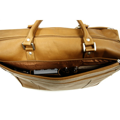 Piel Leather Large Briefcase / Carry-On Bag in Saddle