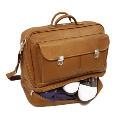 Piel Leather Traveler False Bottom Carry-On in Saddle