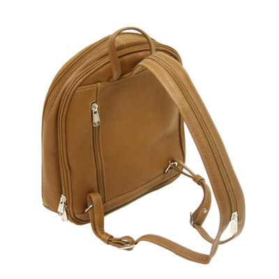 Piel Leather Entrepreneur Small Multi-Compartment Backpack in Saddle