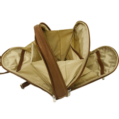 Piel Leather Entrepreneur Small Multi-Compartment Backpack in Saddle