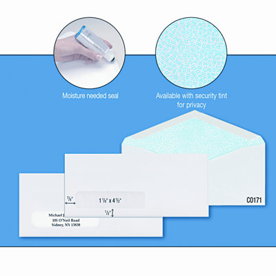 Columbian Envelope Poly-Klear Single Window Envelopes, Privacy Tint, #10, White, 500/box