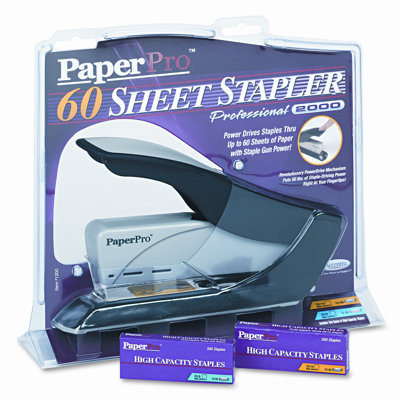 PaperPro Heavy-Duty Stapler, 60 Sheet Capacity, Black/Silver                                                                          