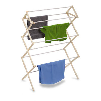 29 Linear Feet Knockdown Drying Rack in White/Natural
