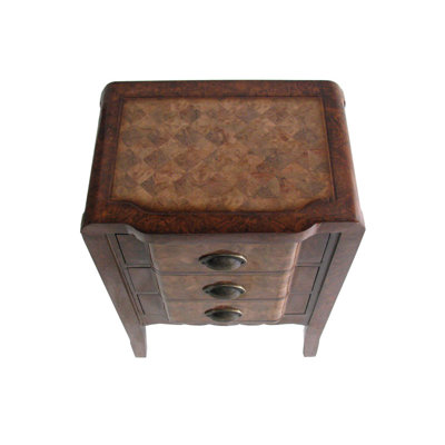 Cheungs Rattan Three Drawer Wooden Chest in Light Brown