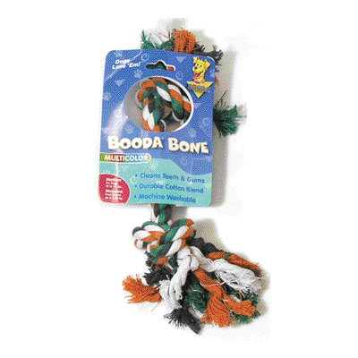 BOODA Pet Products Two Knot Rope Bone Dog Toy in Red, White and Blue